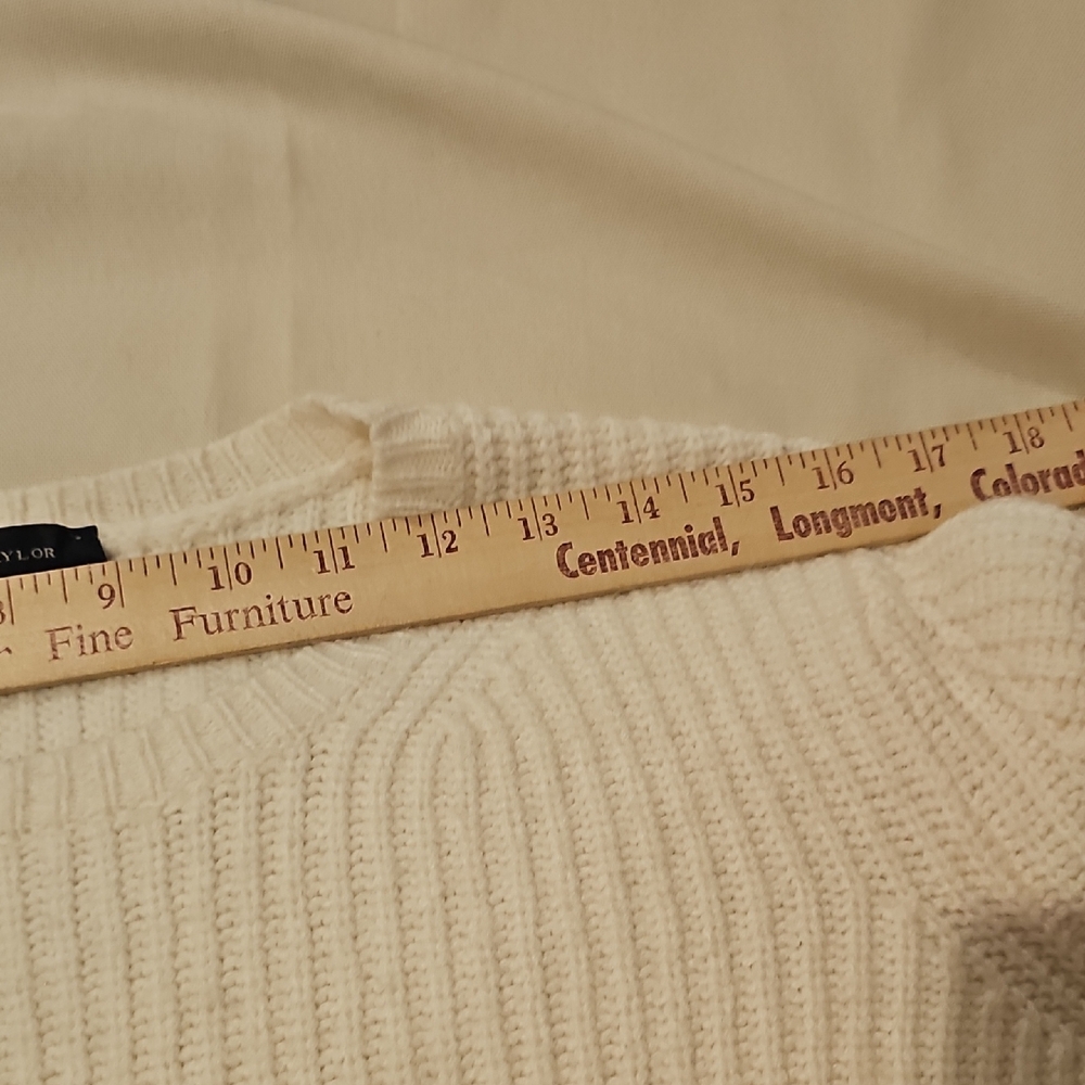 Ann Taylor Alpaca Merino Wool Blend Cream Knit Sweater Womans Medium - Picture 9 of 9